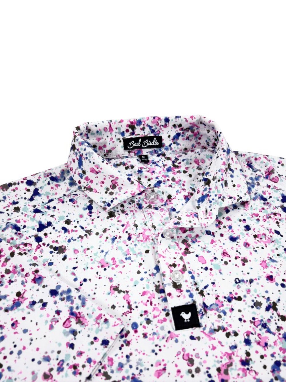 Bad Birdie Paint Splatter 3 Core Performance Golf Polo Mens Size M